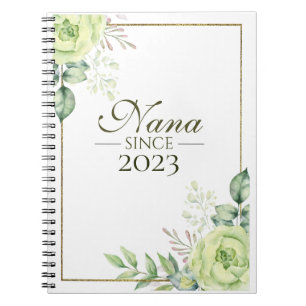 Nana Since Personalized Year Floral Handwritten Notebook