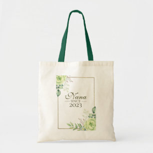 Nana Since Personalized Year Floral Handwritten Tote Bag
