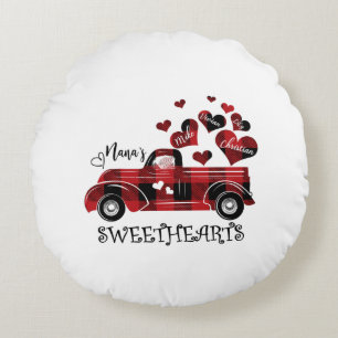 Nana Sweethearts Truck Mike Vivian Lily Christian Round Pillow