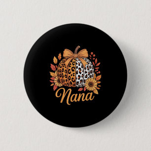Nana Thanksgiving Leopard Pumpkin Sunflower Coquet 2 Inch Round Button