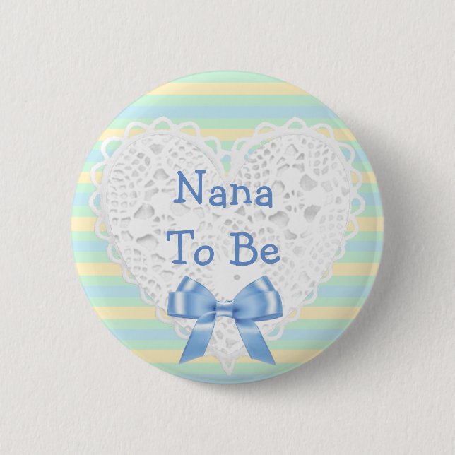 Nana to be Blue & Orange Baby Shower Button (Front)