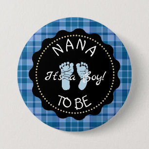 Nana  to be  Blue Plaid Baby Shower button