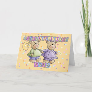 Nana To New Baby Twins Congratulations Card