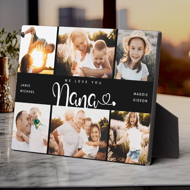 NANA We Love you Hearts Modern 6 Photo Collage Plaque (Creator Uploaded)