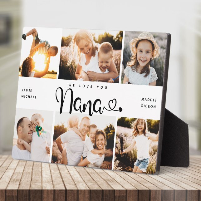 NANA We Love you Hearts Modern 6 Photo Collage  Plaque (Creator Uploaded)