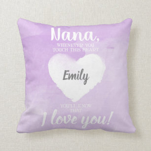 NANA Whenever You Touch This Heart Purple Throw Pillow