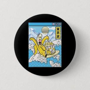 Nana With Milk Carton Surfing Japan Waves Kawaii V 2 Inch Round Button