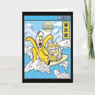 Nana With Milk Carton Surfing Japan Waves Kawaii V Card