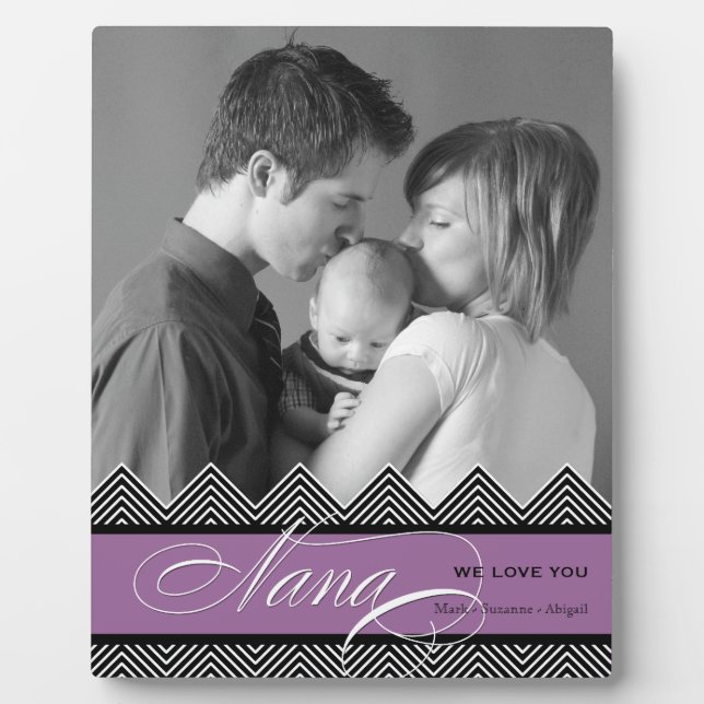 Nana Zig Zag Chevron Modern Personalized Photo Plaque (Front)