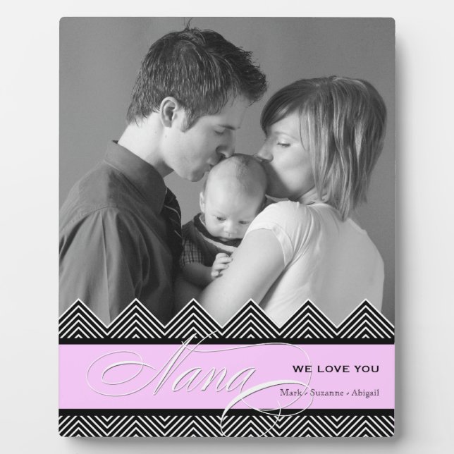 Nana Zig Zag Chevron Modern Personalized Photo Plaque (Front)