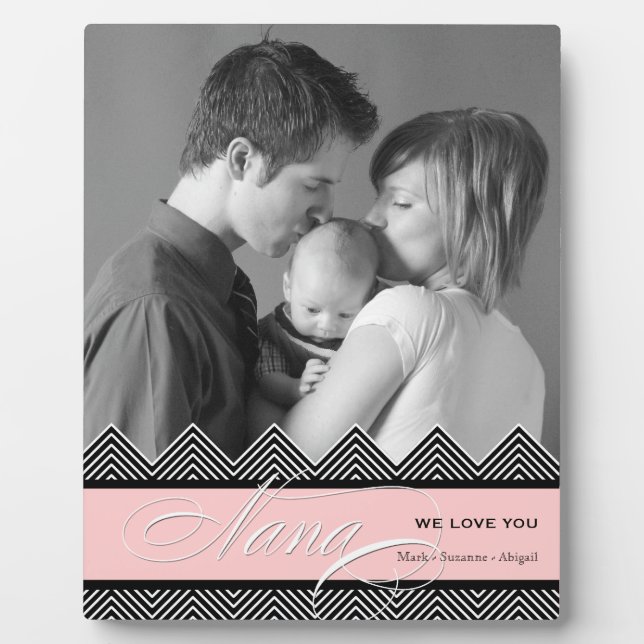 Nana Zig Zag Chevron Modern Personalized Photo Plaque (Front)
