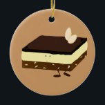 Nanaimo bar smiling ceramic ornament<br><div class="desc">Smiling Nanaimo bar with almonds on top</div>