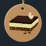 Nanaimo bar smiling ceramic ornament<br><div class="desc">Smiling Nanaimo bar with almonds on top</div>