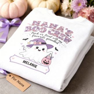Nana's Boo Crew 1 Grandchild Name Halloween Ghost Sweatshirt