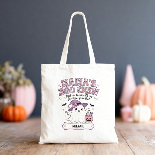Nana's Boo Crew 1 Grandchild Name Halloween Ghost Tote Bag