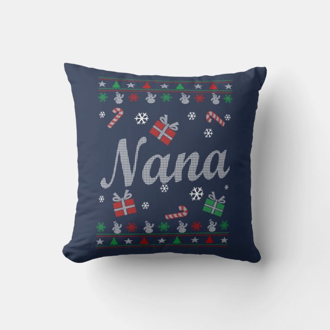 Nana's Christmas Throw Pillow (Front)