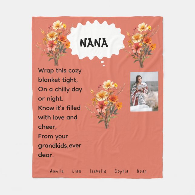 Nana's Cozy Wrap Fleece Blanket (Front)