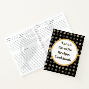 Nana's Favourite Floral Black Sepia Recipe Noteboo Notebook