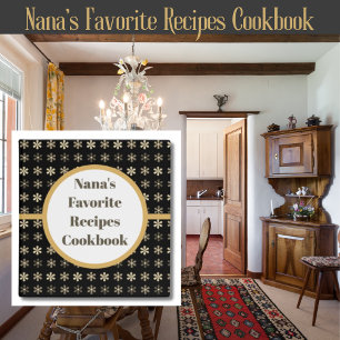 Nana's Favourite Recipes Cookbook BLACK Floral Binder