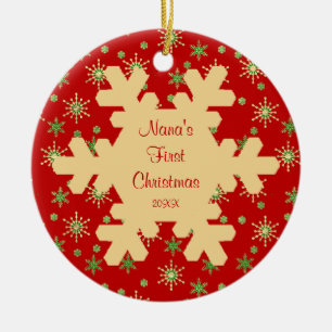 Nana's First Christmas Red Snowflake Ornament
