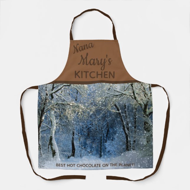Nana's Hot Chocolate Snow All-Over Print Apron (Front)