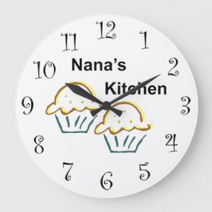 Nana's Kitchen Clock With Muffins