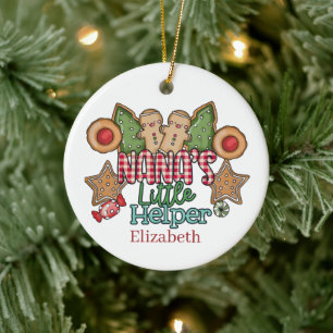 Nana's little helper add name message ceramic ornament