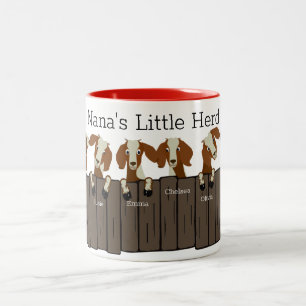 Nanas Little Herd of 6 Goats Two-Tone Coffee Mug