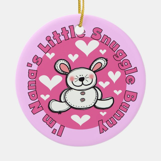 Nana's Little Snuggle Bunny Ceramic Ornament (Front)