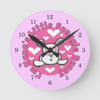 Nana's Little Snuggle Bunny Round Clock