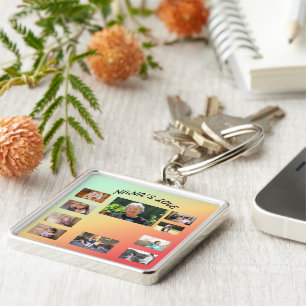 Nana's Portrait 10 photos Green, Orange, Yellow  Keychain