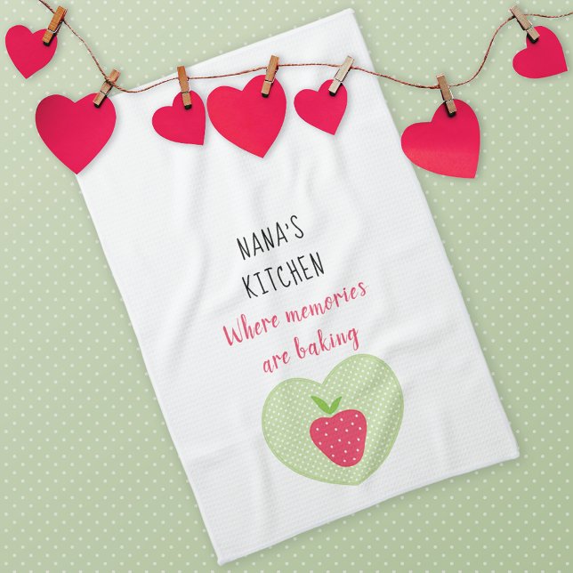 Nana's Strawberry Heart Memories Kitchen Towel (Creator Uploaded)