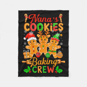 Nana's Xmas Cookie Baking Crew Funny Baker Gingerb Fleece Blanket