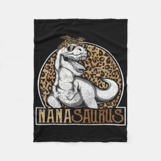 Nanasaurus Dinosaur Nana Leopard Shirt  Fleece Blanket