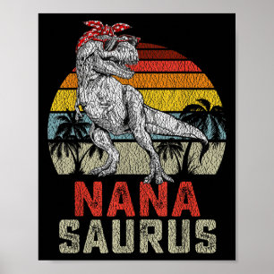 Nanasaurus T Rex Dinosaur Nana Saurus Family Match Poster