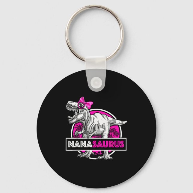 Nanasaurus T-rex Matching Funny Grandma Saurus Din Keychain (Front)