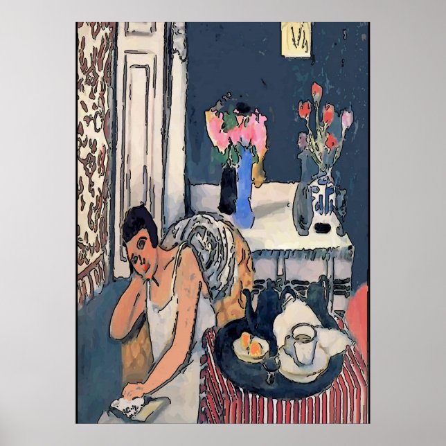 Nancy am breakfast mit Flowersl, Matisse Art Poster (Front)