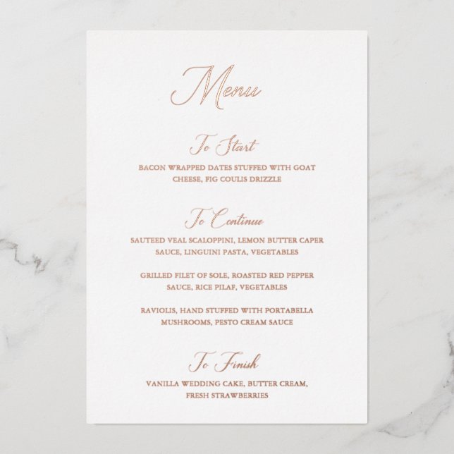 Nancy Modern Wedding Menu (Front)