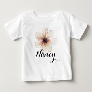 Nancy Name Baby Girls Reveal Newborn Pink Flower T-Shirt