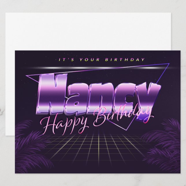 Nancy Name First Name pura retro Map Birthday Card (Front/Back)