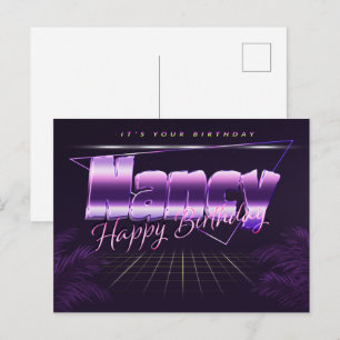 Nancy Name Vorname lila Postkarte Geburtstag Postcard
