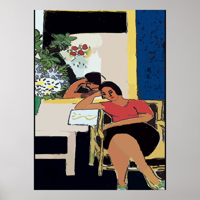 Nancy on Cell, Matisse Style Poster (Front)