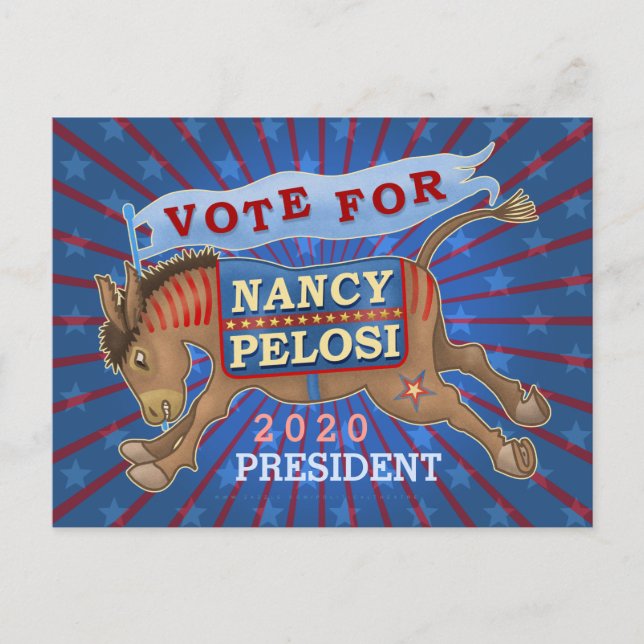 Nancy Pelosi for President 2020 Democrat Donkey Postcard (Front)