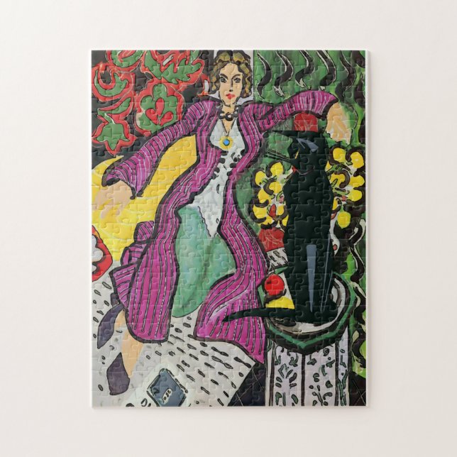 Nancy with Black Cat 2 Jigsaw Puzzle (Vertical)