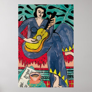 Nancy with Guitar and cup of coffee Poster