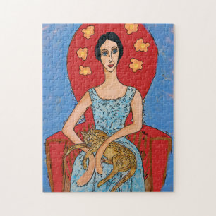 Nancy with Sitting Cat Jigsaw Puzzle