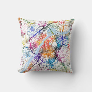 Nanjing China City Map Throw Pillow