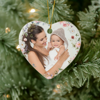 Nanna's Favorite Pretty Personalized heart Ceramic Ornament