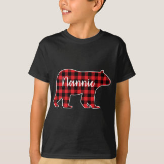 Nannie Bear Red Plaid Family Matching Christmas Pa T-Shirt