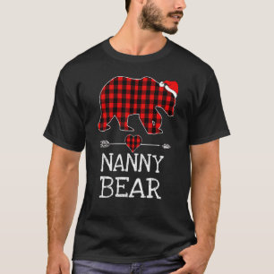 Nanny Bear Buffalo Plaid Santa Arrow Christmas Fam T-Shirt